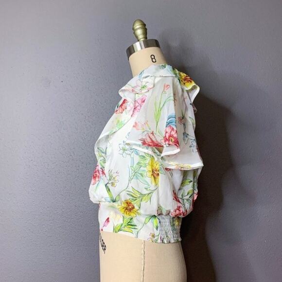 Code x Mode Cropped Floral Ruffle Surplice Top size Medium - Picture 6 of 13